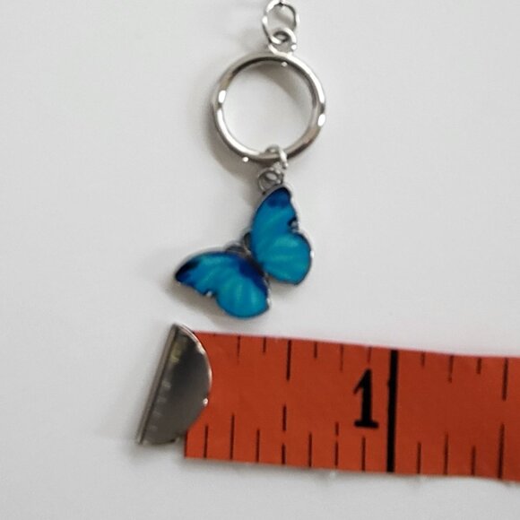NWOT Silver tone bracelet with blue butterfly pendant and toggle clasp - Picture 6 of 6
